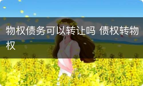 物权债务可以转让吗 债权转物权