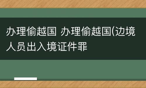 办理偷越国 办理偷越国(边境人员出入境证件罪