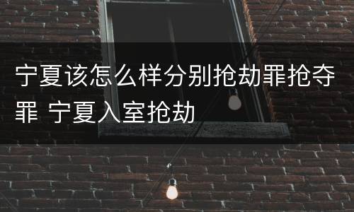 宁夏该怎么样分别抢劫罪抢夺罪 宁夏入室抢劫