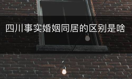 四川事实婚姻同居的区别是啥