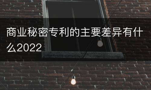 商业秘密专利的主要差异有什么2022