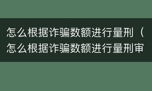 怎么根据诈骗数额进行量刑（怎么根据诈骗数额进行量刑审理）