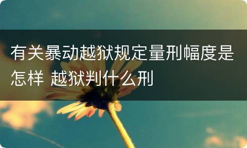有关暴动越狱规定量刑幅度是怎样 越狱判什么刑