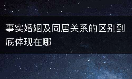 事实婚姻及同居关系的区别到底体现在哪