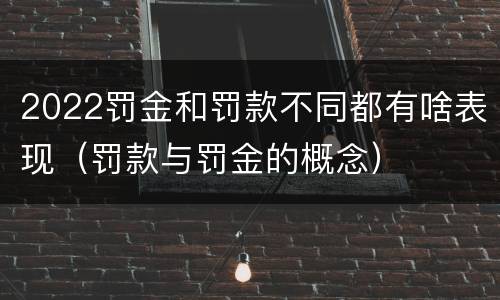 2022罚金和罚款不同都有啥表现（罚款与罚金的概念）