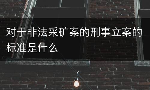 对于非法采矿案的刑事立案的标准是什么
