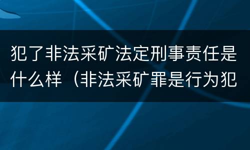 犯了非法采矿法定刑事责任是什么样（非法采矿罪是行为犯还是结果犯）