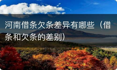 河南借条欠条差异有哪些（借条和欠条的差别）