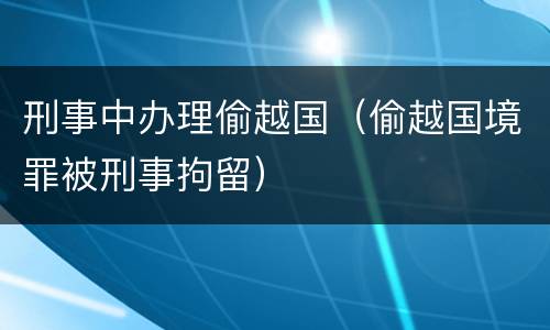 刑事中办理偷越国（偷越国境罪被刑事拘留）