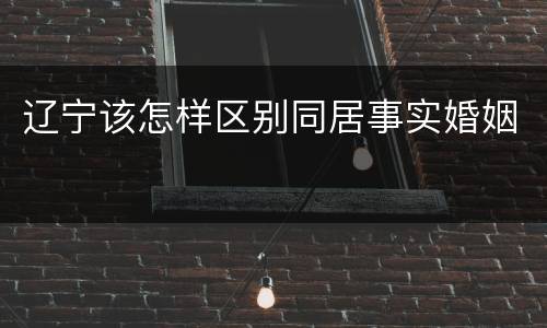 辽宁该怎样区别同居事实婚姻