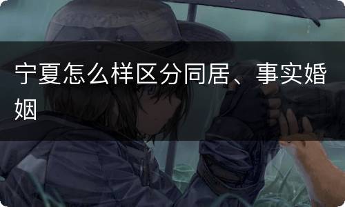 宁夏怎么样区分同居、事实婚姻