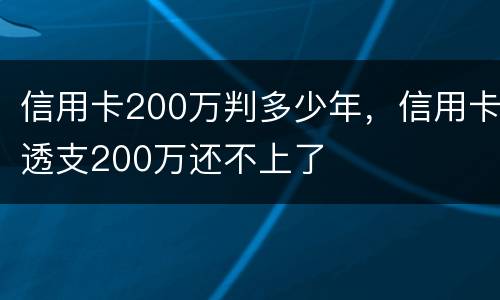 信用卡200万判多少年，信用卡透支200万还不上了