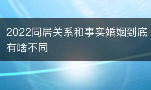 2022同居关系和事实婚姻到底有啥不同