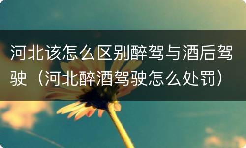 河北该怎么区别醉驾与酒后驾驶（河北醉酒驾驶怎么处罚）