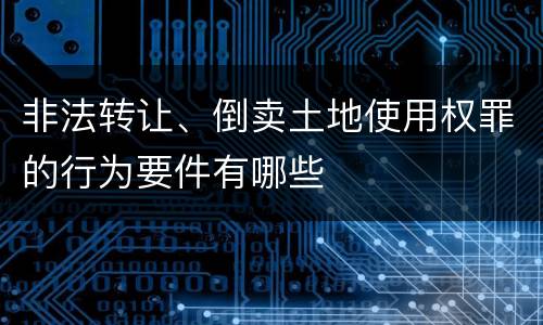 非法转让、倒卖土地使用权罪的行为要件有哪些