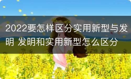 2022要怎样区分实用新型与发明 发明和实用新型怎么区分