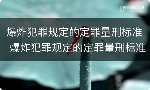 爆炸犯罪规定的定罪量刑标准 爆炸犯罪规定的定罪量刑标准是多少