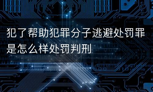 犯了帮助犯罪分子逃避处罚罪是怎么样处罚判刑