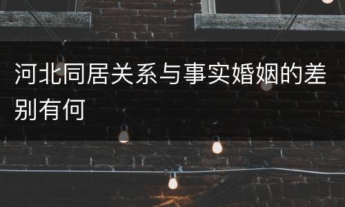 河北同居关系与事实婚姻的差别有何