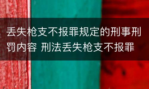 丢失枪支不报罪规定的刑事刑罚内容 刑法丢失枪支不报罪