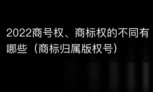 2022商号权、商标权的不同有哪些（商标归属版权号）