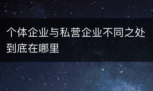 个体企业与私营企业不同之处到底在哪里