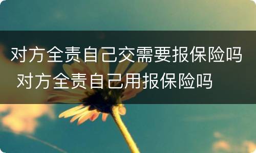 对方全责自己交需要报保险吗 对方全责自己用报保险吗