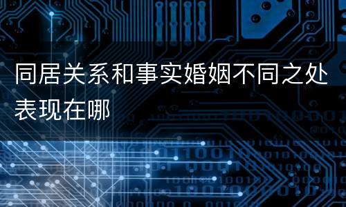 同居关系和事实婚姻不同之处表现在哪