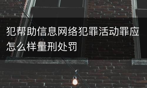 犯帮助信息网络犯罪活动罪应怎么样量刑处罚