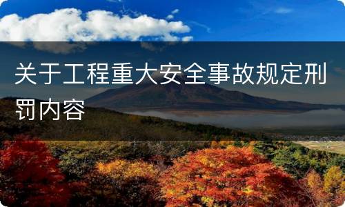关于工程重大安全事故规定刑罚内容