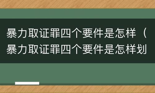 暴力取证罪四个要件是怎样（暴力取证罪四个要件是怎样划分的）
