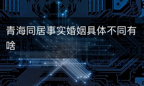 青海同居事实婚姻具体不同有啥