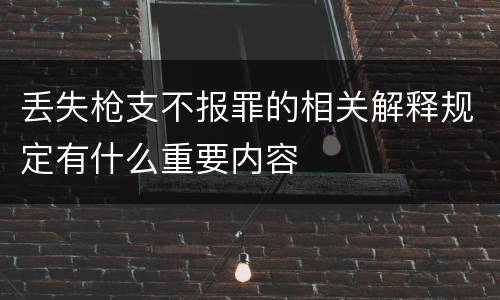 丢失枪支不报罪的相关解释规定有什么重要内容