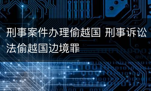 刑事案件办理偷越国 刑事诉讼法偷越国边境罪