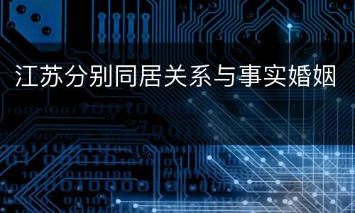 江苏分别同居关系与事实婚姻