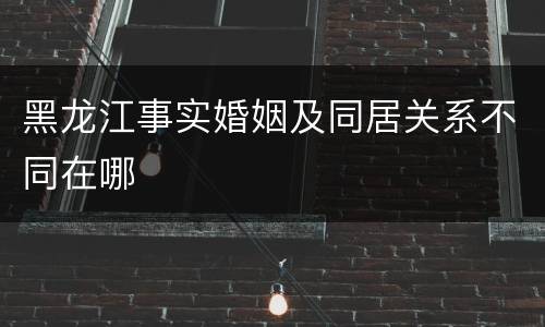 黑龙江事实婚姻及同居关系不同在哪