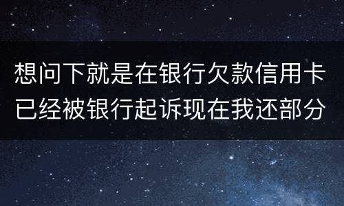想问下就是在银行欠款信用卡已经被银行起诉现在我还部分可以暂缓执行吗
