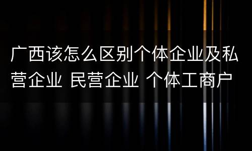 广西该怎么区别个体企业及私营企业 民营企业 个体工商户 区别