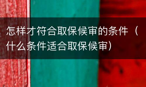 怎样才符合取保候审的条件（什么条件适合取保候审）