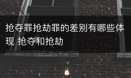 抢夺罪抢劫罪的差别有哪些体现 抢夺和抢劫