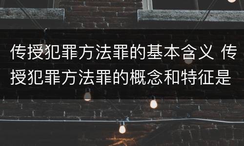 传授犯罪方法罪的基本含义 传授犯罪方法罪的概念和特征是什么