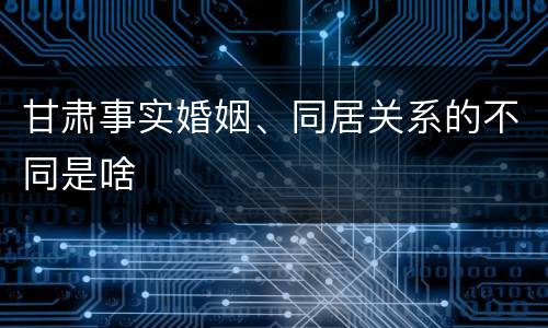 甘肃事实婚姻、同居关系的不同是啥