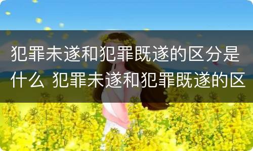 犯罪未遂和犯罪既遂的区分是什么 犯罪未遂和犯罪既遂的区别