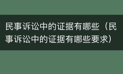民事诉讼中的证据有哪些（民事诉讼中的证据有哪些要求）