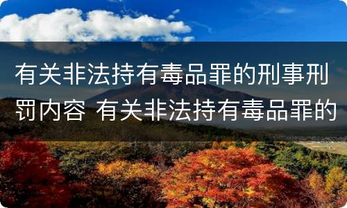 有关非法持有毒品罪的刑事刑罚内容 有关非法持有毒品罪的刑事刑罚内容包括