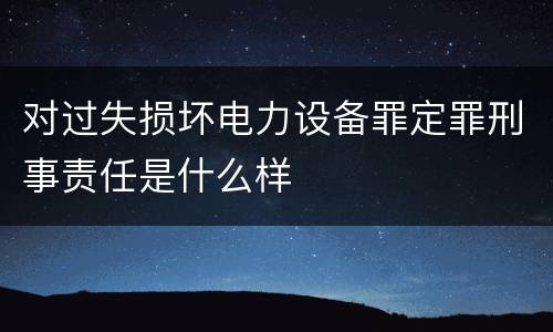 对过失损坏电力设备罪定罪刑事责任是什么样
