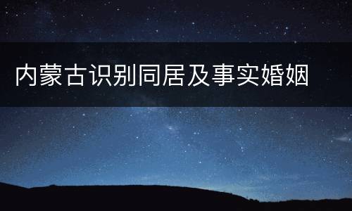 内蒙古识别同居及事实婚姻