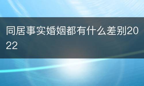 同居事实婚姻都有什么差别2022