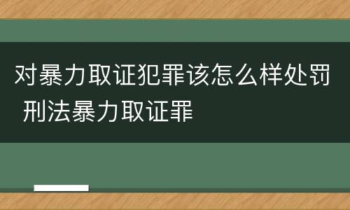 对暴力取证犯罪该怎么样处罚 刑法暴力取证罪