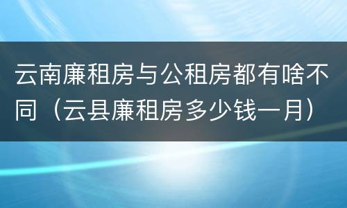 云南廉租房与公租房都有啥不同（云县廉租房多少钱一月）